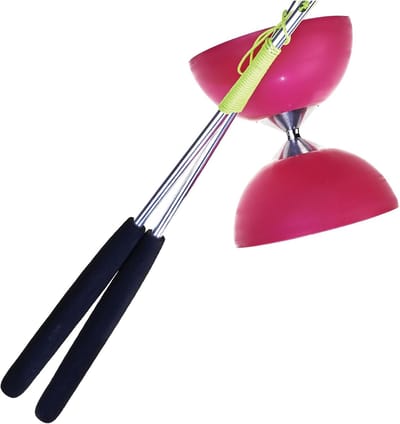 Rubberen Diabolo - Jojo Speelgoed - Balans Oefenen - Lichtgewicht Ontwerp - 33x11x12 cm - Roze