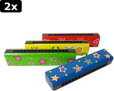 2x Simply for Kids Houten Mondharmonica Assorti