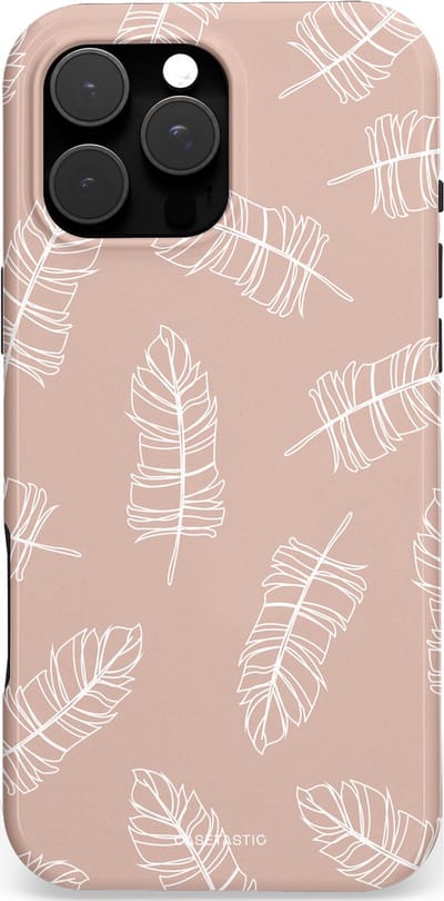 Casetastic Hoesje Geschikt voor Apple iPhone 16 Pro Max Magsafe - Stijlvolle Beschermende Duo-layer Case - Beige Zand Verenpracht