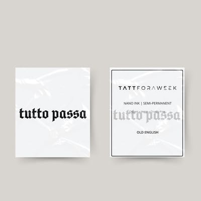 Tijdelijke tattoo tutto passa | Neptattoo volwassenen | Tijdelijke tattoo voor volwassenen | Temporary tattoo | Plaktattoos voor volwassenen | Neptattoos | Probeer zorgeloos een tattoo | tattforaweek