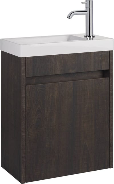 Saqu Florence Toiletmeubel - 40x22x55 cm - Voorgemonteerd - in Bruin met Fontein en Kraan - Fonteinmeubel - WC Kastje - WC Meubel