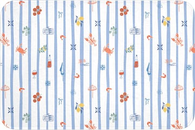 Badmat 90x60 cm - Antislip - Strepen - Blauw - Patroon - Zomer - Badmatten voor badkamer - Badkamermat - Douchemat - Badkamer mat