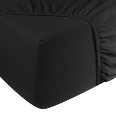 DoubleDry Jersey Stretch Hoeslaken - 100% Katoen - Tweepersoons 140x200 cm - 25cm Matrasdikte - Rondom Elastiek - Zwart