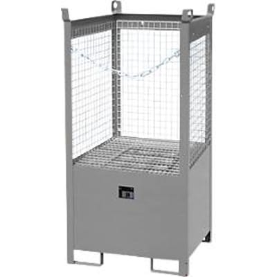 Stapelpallet voor vaten Bauer FSP-1 D, gaaswanden, capaciteit 1 x 200 l vat, grijs