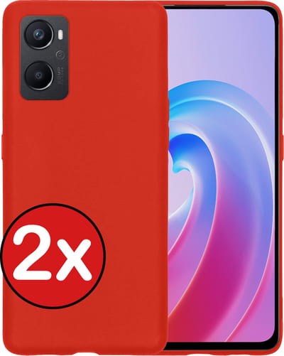 Hoesje - 2 Stuks - Geschikt voor OPPO A76 - Sterk & Shockproof - Telefoonhoes - Back Cover - Case Siliconen - Telefoon Hoes - Rood