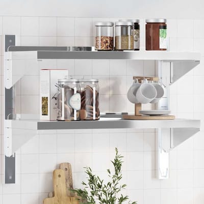 vidaXL - Wandschap - 2-laags - 75x30x60 - cm - roestvrijstaal - zilverkleurig