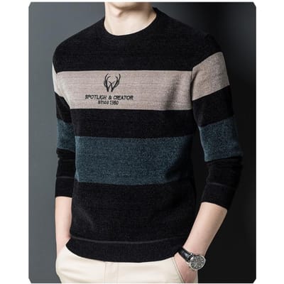 Herfst- en winterkleding Heren ronde hals trui Fleece gevoerd Verdikt breiwerk Onderkant shirt trui 4XL
