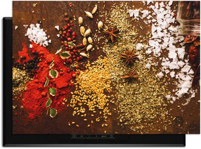 KitchenArt - Spice Symphony – Inductie Beschermer - 83x51.5 cm - Kookplaat Beschermer - Luxe Afdekplaat Inductieplaat - Anti-slip & Oprolbaar - Beschermmat Inductiekookplaat