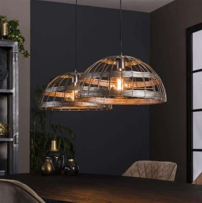 LM-Collection 2L Metal Blinds Hanglamp - 110x45x150cm - Zwart Nikkel - Metaal - hanglampen eetkamer, hanglamp zwart, hanglampen woonkamer, hanglamp slaapkamer, hanglamp kinderkamer, hanglamp rotan, hanglamp hout, hanglamp industrieel