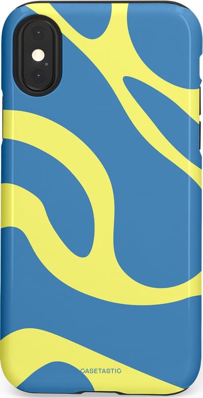 Casetastic hoesje geschikt voor Apple iPhone X / Apple iPhone XS - Dubbellaagse bescherming - Blauwe Gele Zee Stranden - Fashion Case - Lavendel Goud Lichtblauw