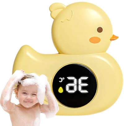 Baby Badthermometer - Water Temperatuur Meter - Veilig Baden - Geluidloze Waarschuwing - 12 x 12 x 5 cm - Geel
