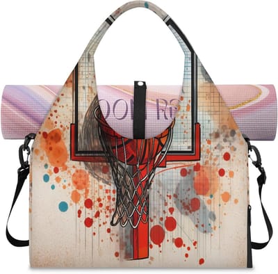 Sporttas Basketbalmotief - Weekendtas Reistas - Sportschool Yoga Reizen - Met Schoenenvak - Large 45 cm - Meerdere Kleuren