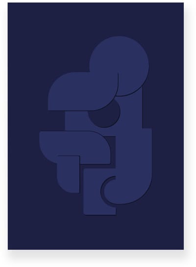 Poster 20x30 cm - Abstracte Vormen - Blauw - Minimalistisch - Japandi - Muurdecoratie - Wanddecoratie