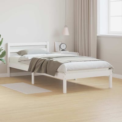 vidaXL - Bedframe - Wit - 225,5 - x - 95,5 - x - 69,5 - cm - Massief - vurenhout