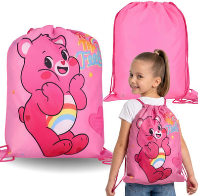 Care Bears Roze, meisjesachtige schoenenzak voor gymles, schoudertas voor meisjes, rugzakje 32x39 cm