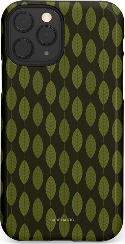 Casetastic hoesje geschikt voor Apple iPhone 11 Pro - Dubbellaagse bescherming - Donkergroene Bladerendek - Fashion Case - Zwart Donkergroen