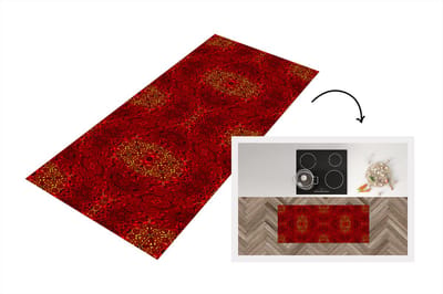 Keukenloper - Loper keuken - Patroon - Abstract - Rood - 120x50 cm - Keukenloper vinyl