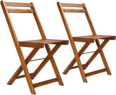Bistro Stoelen - Buitenstoelen Tuinstoelen - Buiten Zitten - Massief Acaciahout - 40 x 51 x 80 cm - Houtkleur