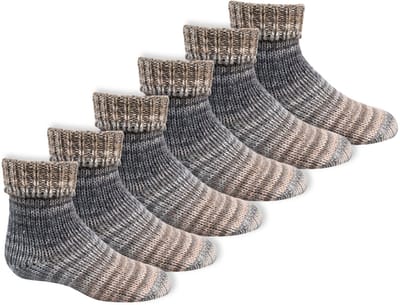 Gebreide kindersokken | Scandinavische sokken | Kleur: Beige | Maat: 23 t/m 38 | 6 paar