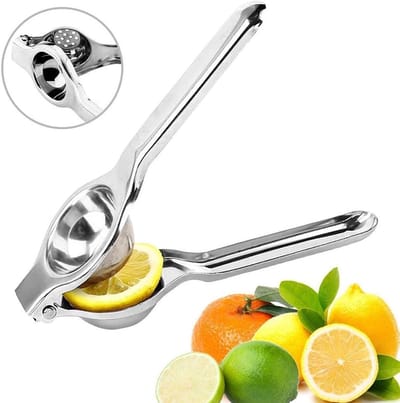 Citroenpers - Handmatige sapcentrifuge- RVS Citruspers - Keukengereedschap met antisliphandgrepen, roestvrij en vaatwasmachinebestendig - 20 × 5 cm - Geschikt voor citroenen, citrusvruchten, enz - Zilver