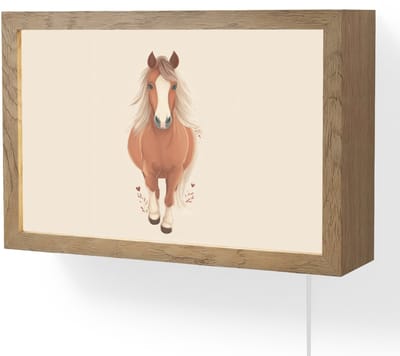 Wandlamp 30x20 cm - Oplaadbaar - Paard - Galop - Bruin - Wandlampen binnen woonkamer - Slaapkamer lamp met kabel - Decoratieve nachtlamp - Vloerlamp snoer