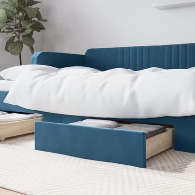 Bedlades 2 stuks - Opbergboxen - Onder bed - Met wieltjes - 67 x 50 x 16 cm - Blauw