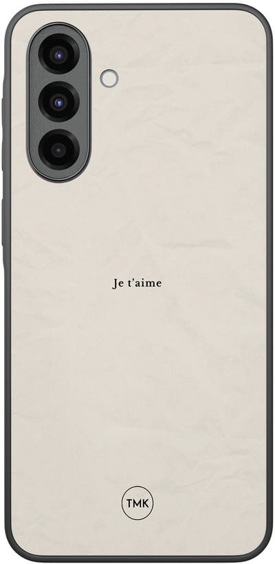 Hoesje geschikt voor Samsung Galaxy A36 - Je t'aime - Beige - TPU case - Tekst - Hardcase zwart telefoonhoesje