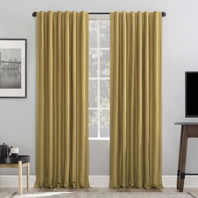 Zero Greyson Faux Dupioni Zijde Thermische Extreme Totaal Verduisterend Terug Tab Gordijnpaneel, 127 cm x 213 cm, Goud
