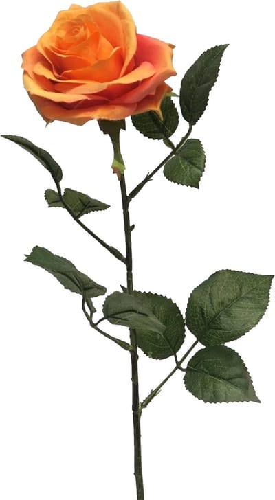 Bellatio Design Kunstbloem Roos Dijon - 64 cm - oranje - zijde kunstbloemen - Boeket - stelen - rozen