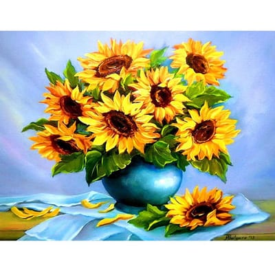 DIY 5D Diamant Schilderen Zonnebloem Volle Ronde Boor Borduurkunst Afbeelding Huisdecoratie 20X30CM yellow
