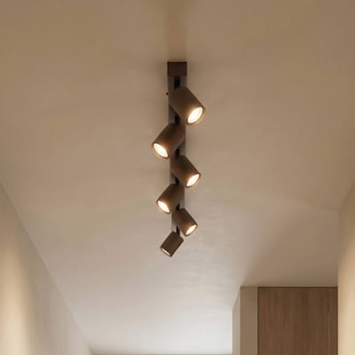 TK Lighting Plafondspot Top, verstelbaar, bruin, 6-lamps lineair