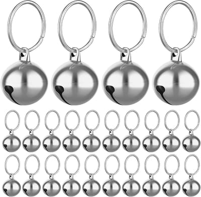 24 stuks Kat en Hond Halsband Belletjes - Training Jingle Bell Hanger voor Huisdieren, Feestaccessoires en DIY Decoratie (Zilver)