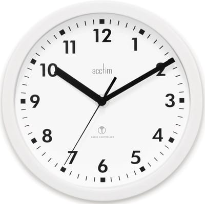 Wandklok - Tijdklok Radio - Automatische Tijd - Radio-gestuurd - 20 cm Diameter - Wit