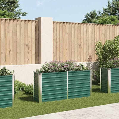 vidaXL - Plantenbak - verhoogd - 160x40x77 - cm - gegalvaniseerd - staal - groen