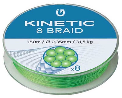 Kinetic 8 300 M Gevlochten Vislijn Zilver 0.120 mm