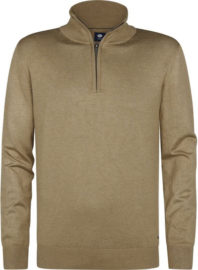 Petrol Industries - Heren Gebreide Half-Zip Trui Lexington - Bruin - Maat S