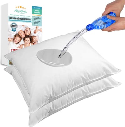 Waterdichte Kussenbeschermers (set van 2) - Katoenen Kussenbeschermers Waterproof Wit - 60 cm x 70 cm - Antibacteriëel Kussenbeschermer - Waterdichte Kussen Beschermer - Vocht beschermend - Met rits - Incontinentie Kussenbeschermer - Waterdichte