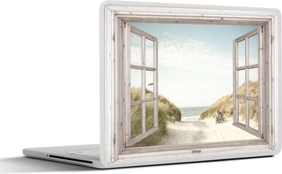 Laptop sticker - 15.6 inch - Doorkijk - Strand - Zee - 36x27,5cm - Laptopstickers - Laptop skin - Cover