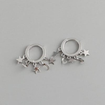 925 Sterling Zilver Kwastje Kruis Ster Maan Piercing Hoepel Oorbellen Voor Vrouwen Feest Bruiloft Sieraden Pendientes Eh139