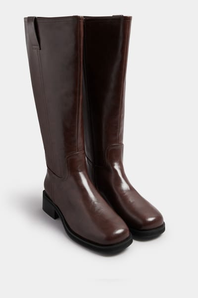 Yours Donkerbruine Kniehoge Laarzen Met Extra Brede Eeepasvormsize 38EEE