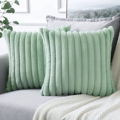Dailygoods- Kussenhoezen 40 x 40 cm - Set van 2 - Pluche Fluwelen Kussensloop - Kunstbont - Machinewasbaar - Onzichtbare Ritssluiting - Kussenovertrekken