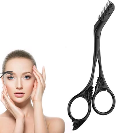 Professionele wenkbrauwscheermes, schaar en borstel set voor perfecte wenkbrauwen, zwart