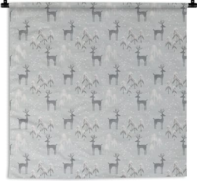 Wandkleed - Wanddoek - Patronen - Hert - Winter - 180x180 cm - Wandtapijt
