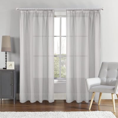 SB Line Transparante Vitrage Gordijn – 140 x 260 cm – Met Plooiband – Licht Grijs