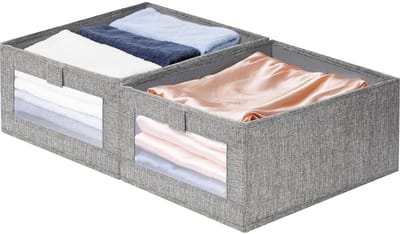 Unyqoos® Set van twee opvouwbare opbergboxen met zichtvenster voor diverse toepassingen