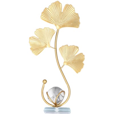 Décoration Boule de Cristal Feuille de Fer Décorative Exquise Ornement Boule de Cristal Feuille de Métal Élégant Nordique beige