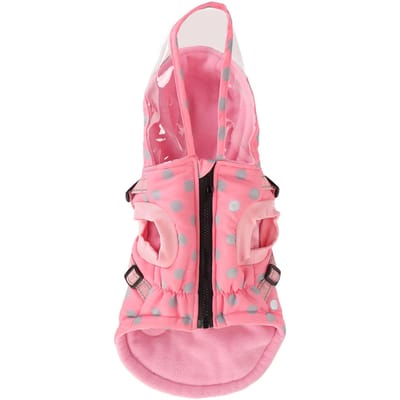 Hondenjas met capuchon Transparante Waterdichte Klep Warme Reflecterende Puppyjas met Verstelbaar Tuig voor L(for 6.5-9kg) pink
