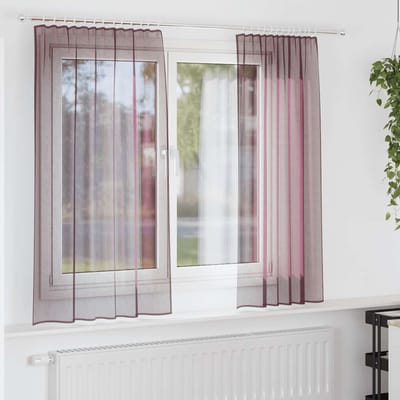 vidaXL Gordijnen voile met roedezakken 2 st paars