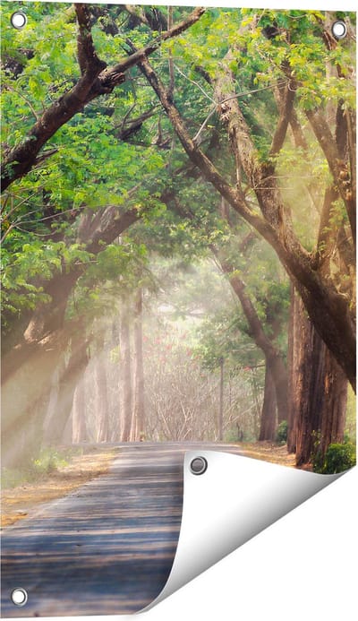 Gards Tuinposter Weg Omringd met Bomen - 40x60 cm - Tuindoek - Tuindecoratie - Wanddecoratie buiten - Tuinschilderij