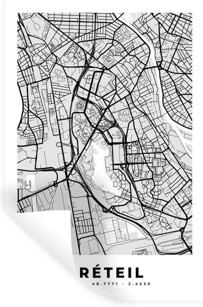 Muurstickers - Sticker Folie - Frankrijk - Plattegrond - Kaart - Créteil - Stadskaart - 20x30 cm - Plakfolie - Muurstickers Kinderkamer - Zelfklevend Behang - Zelfklevend behangpapier - Stickerfolie